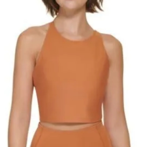 Calvin Klein Tops - NWT Calvin Klein Performance Large high neck Built in bra crop top  rust